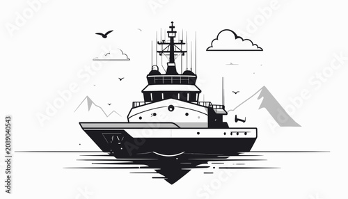 Tableau sur toile Large Vessel Sailing On The Water.
