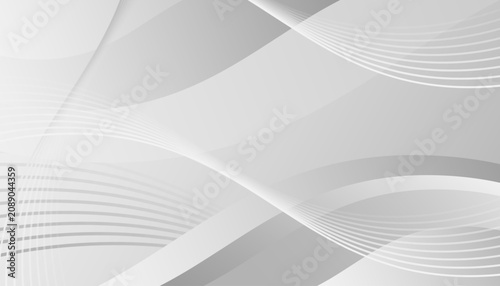 Abstract white and grey background with dynamic waves.