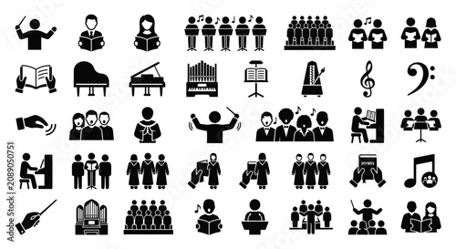 Foto Choir and musical performance icons for church and classical music