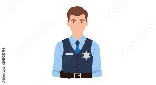 Canvas Print Illustration of a male police officer in uniform.