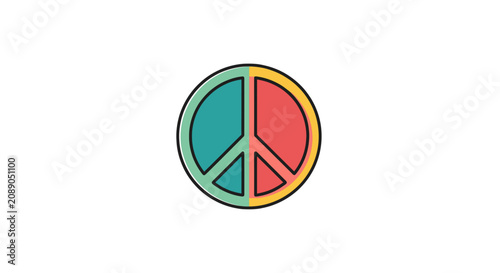Canvastavla Colorful peace symbol with circular design and vibrant segments.
