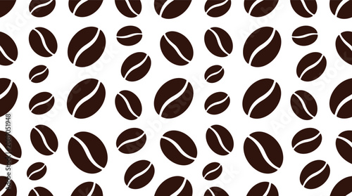 фотографія Seamless pattern of roasted dark coffee beans arranged in a repetitive simple de