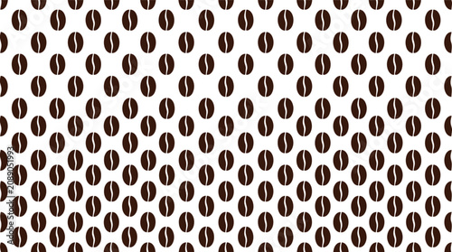 Fotografie Seamless pattern of dark roasted coffee beans arranged in a repeating grid desig