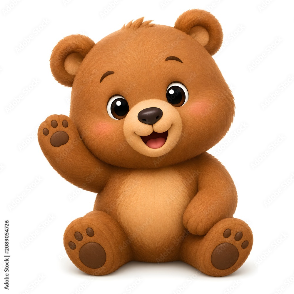 Fototapeta premium A happy bear cub waving its hand