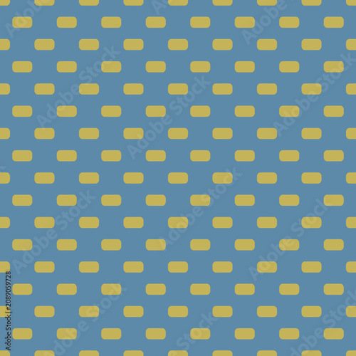 Blue & gold seamless pattern with rounded rectangles