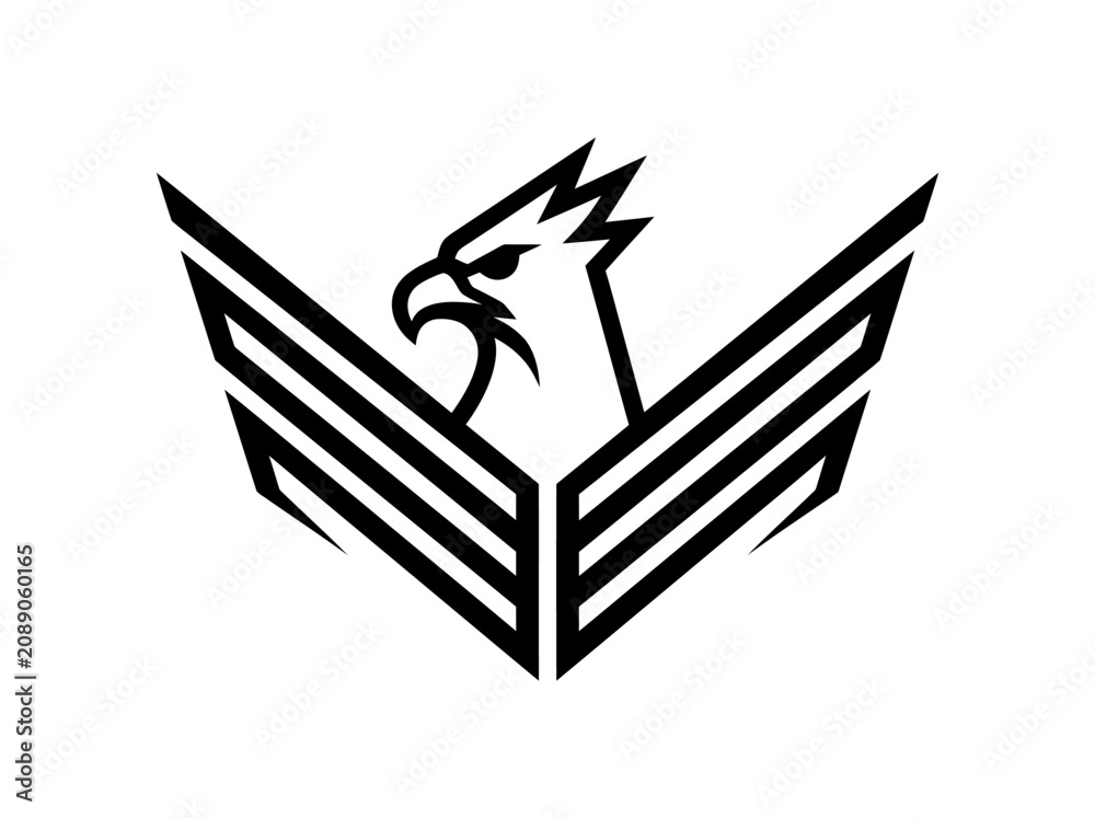 Fototapeta premium Minimalist Eagle Logo Design with Geometric Wings and Sharp Vector Profile