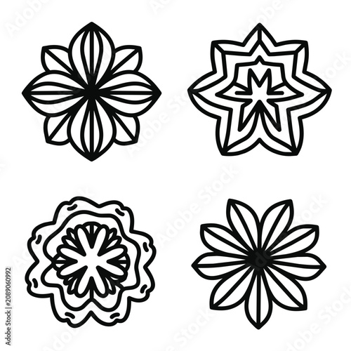 set of vector floral elements