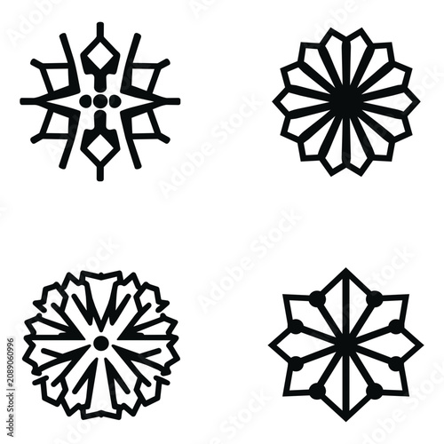 set of vector snowflakes