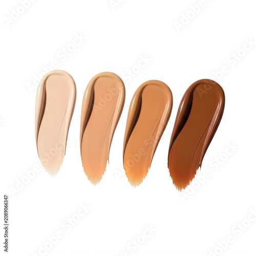 Four eyeshadow swatches in natural tones isolated on transparent background