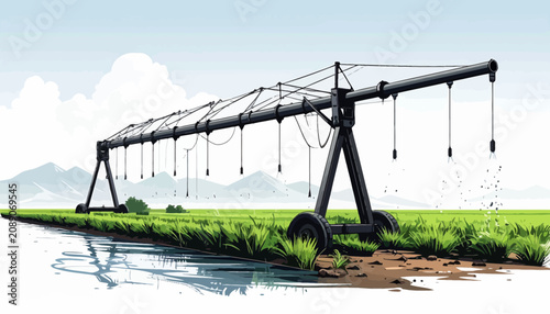 Foto Large metal irrigation pivot system.