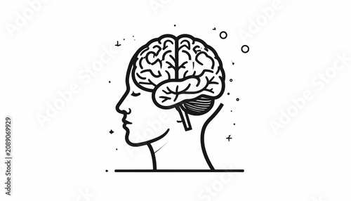 Canvastavla Brain Inside Human Head Profile View.