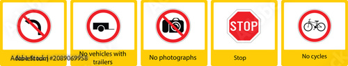 Foto Five traffic sign icons with restrictions