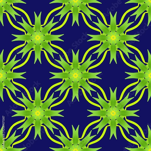 Bright lime green star mandala repeating backdrop, elegant symmetrical tile pattern for wallpaper