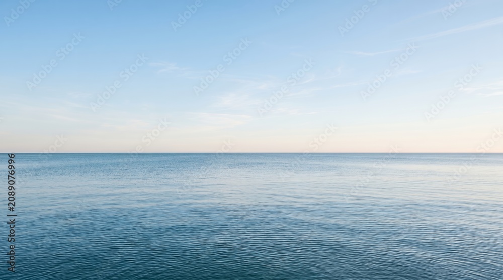 Fototapeta premium Vast Ocean Horizon Under a Clear Blue Sky.