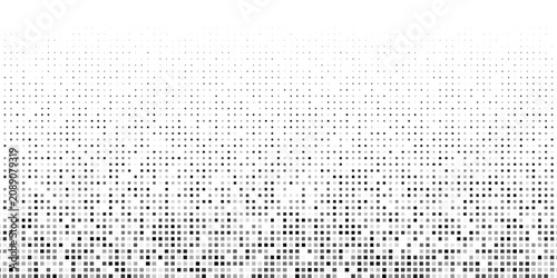 Square pixel background. Abstract illustration consisting of small squares. Black and white pixelated blocks.