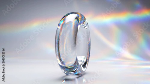 Abstract 3D Glass Ring with Rainbow Refraction | Luxury Crystal Loop Animation