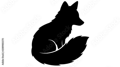 Obraz na plátně Black fox silhouette, animal icon, wildlife symbol, logo design element