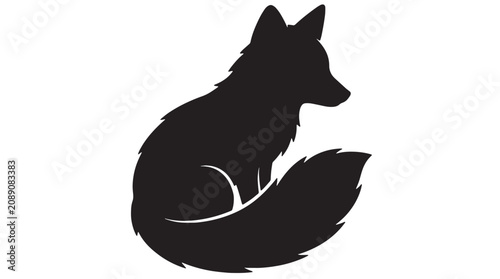 Black Fox Silhouette, Fox Icon, Animal Design, Wildlife Graphic