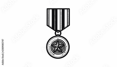 Canvastavla Medal with star symbol on ribbon.
