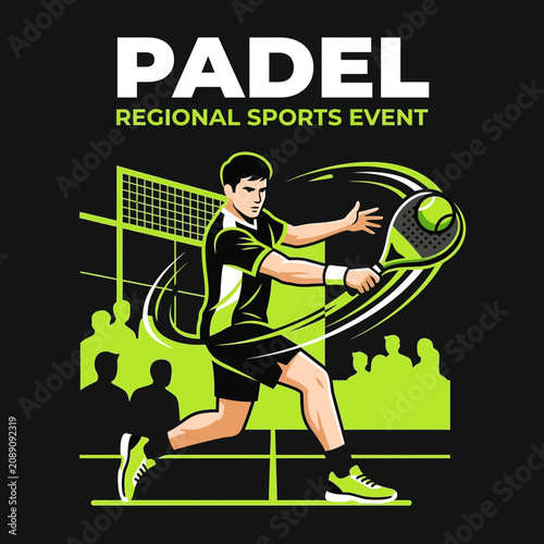 Dynamic Padel Player In Action Capturing Serve For Regional Sports Event