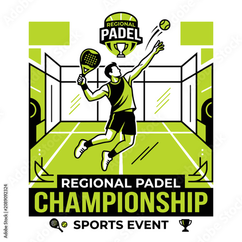 Dynamic Padel Player In Action During Championship Tournament Illustration