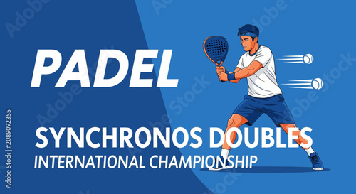 Dynamic Padel Player In Action During Doubles Championship Event