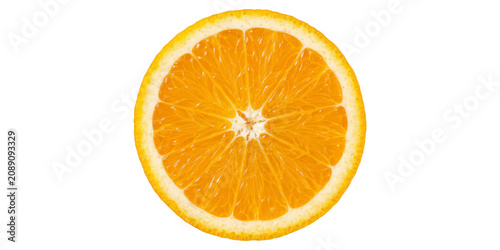 Obraz na plátně Fresh vibrant orange fruit slice circular cross section isolated on transparent