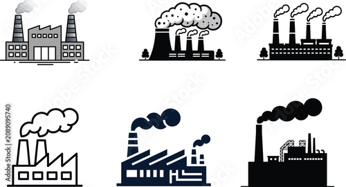 Photos Industrial factory with chimneys and smoke.