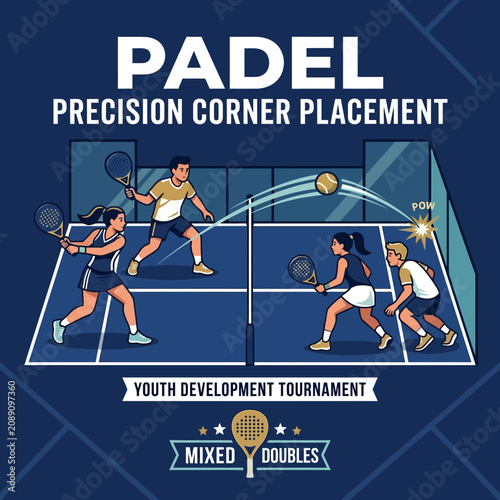 Dynamic Padel Game Play Youth Development Tournament Mixed Doubles Action