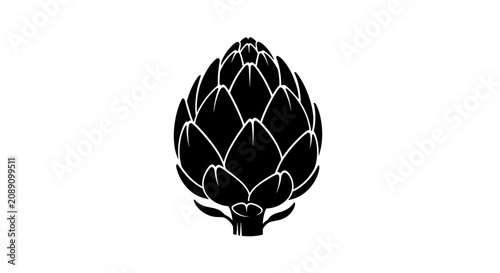 Bild auf Leinwand Black artichoke logo on white background with white outlines solid illustration
