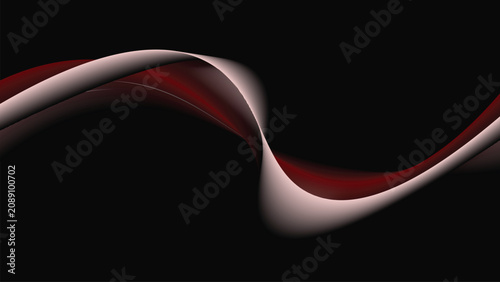 Konstfotografi Abstract red pink ribbon wave flowing on black background modern minimalist desi