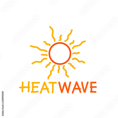 handwritten heat wave with sun icon without background