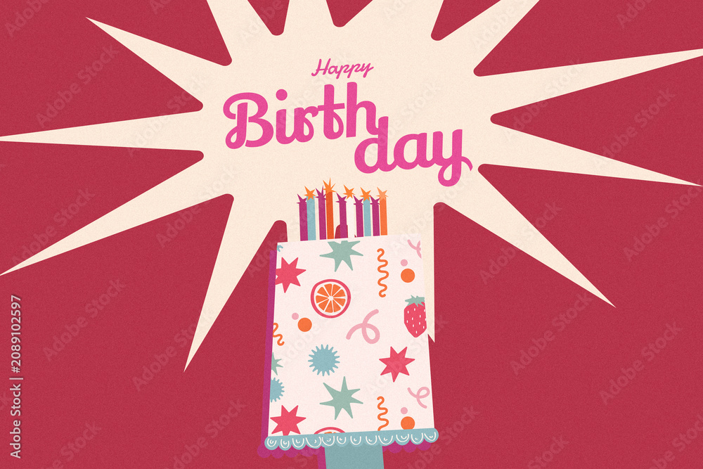 Fototapeta premium Celebrating a happy birthday with a cake and candles at a fun party event