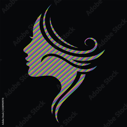 Halftone Dot Woman Face Silhouette Vector for Beauty Salon Logo, Fashion Branding, Cosmetic Packaging and Spa Identity.
