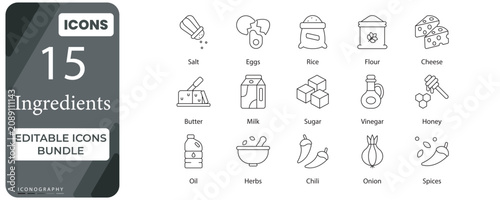 Food Ingredients Line Editable Icon Pack
