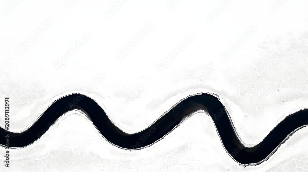 Fototapeta premium Abstract Winding River Cutting Through White Cracked Terrain