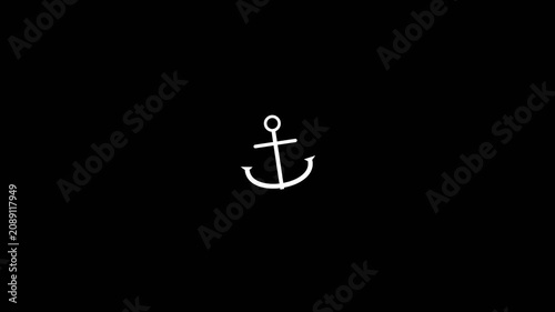 Minimalist white anchor icon centered on a deep black background creates a smooth and elegant motion graphic animation video clip.