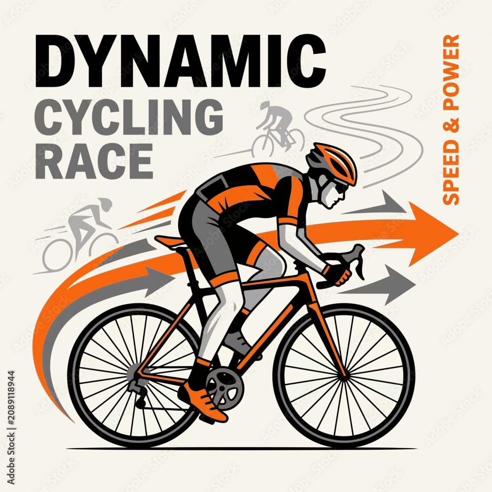 Fototapeta premium Dynamic Cycling Race Speed And Power Illustration Of Athlete