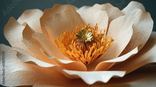 Elegant Beige Paper Flower Close-Up