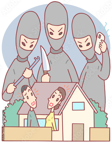 社会問題のイラスト - トクリュウ・闇バイト・犯罪グループ