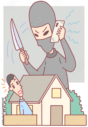 社会問題のイラスト - トクリュウ・闇バイト・住宅強盗