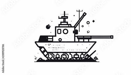 Photos Military Tank with Gun Turret.
