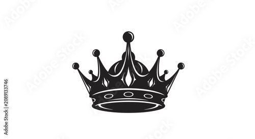 Photos Black crown icon on white background with centered white monarchy heraldry regal