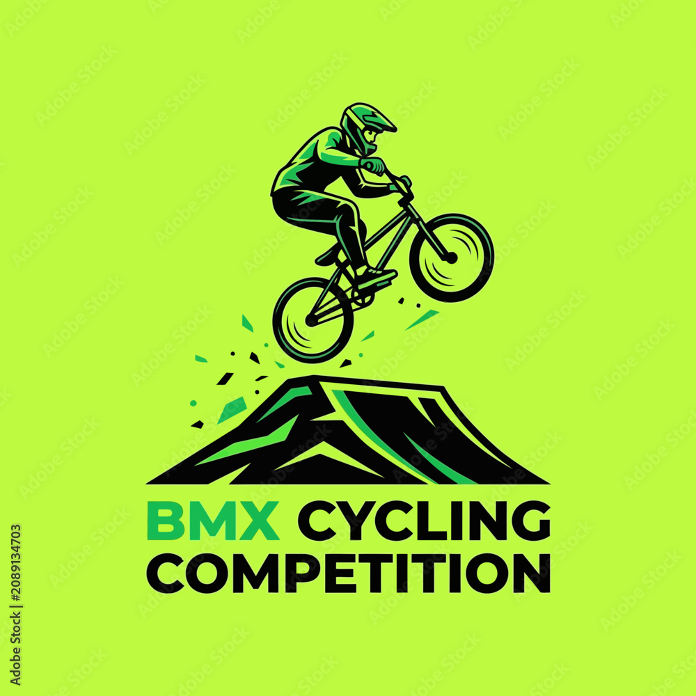 Obraz premium Dynamic Bmx Rider Performs Extreme Jump During Competition Event