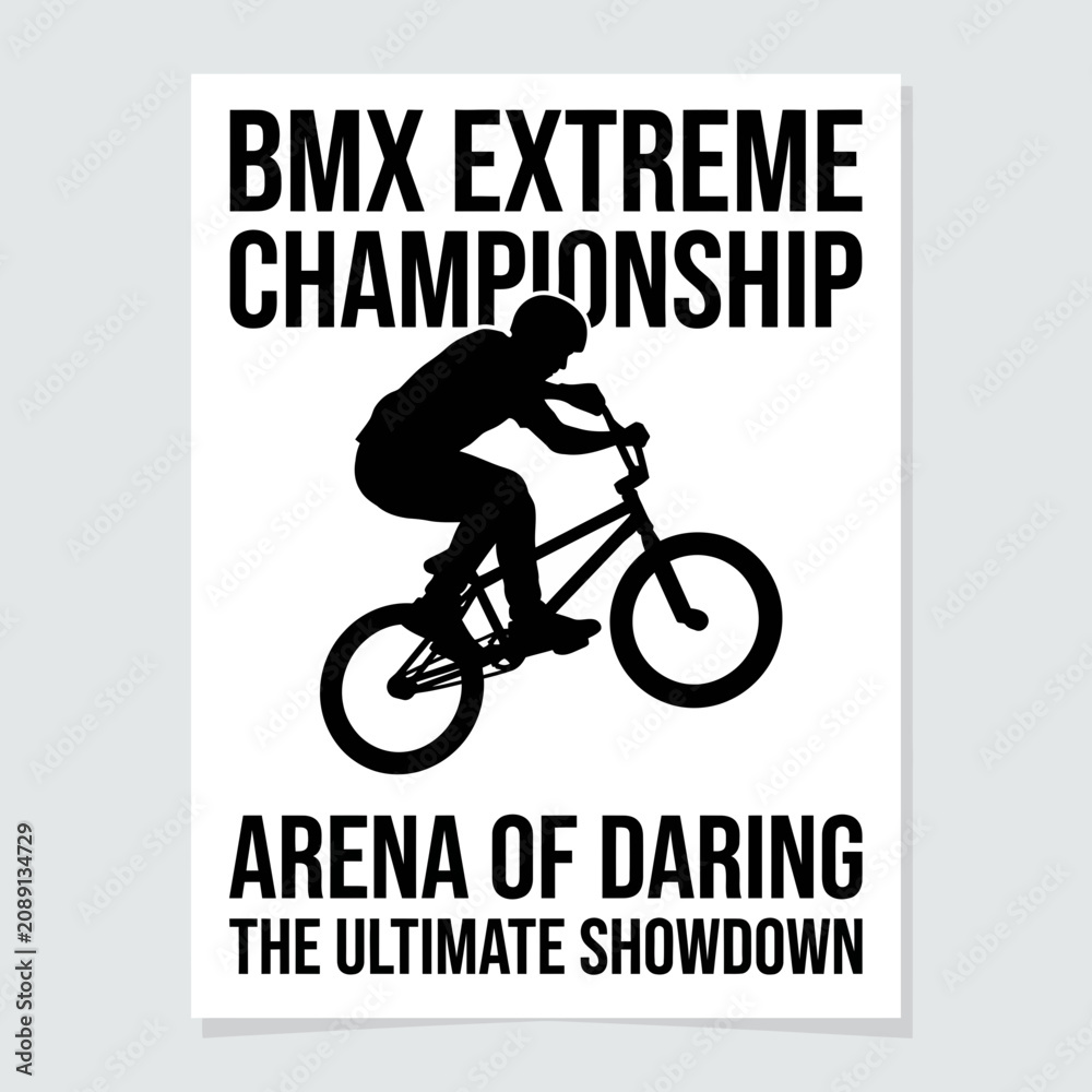 Obraz premium Dynamic Bmx Rider Silhouette Performing Stunts At Championship Event Poster