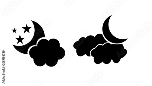 Moon and stars night icon set