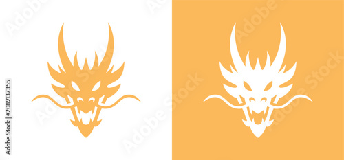 Принти на полотні Dragon Head Logo Vector – Fierce Mythical Mascot Emblem for Esports and Premium