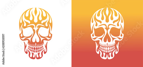 Flaming Skull Logo Vector – Fire Skull Mascot Emblem for Gaming, Esports and Tattoo Design
