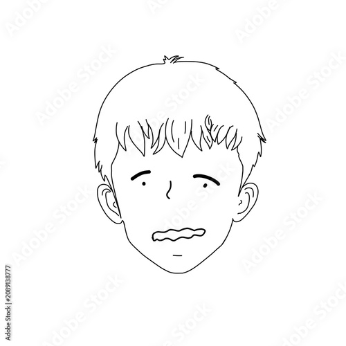 sketch of a man's facial expression with excessive anxiety on a white background