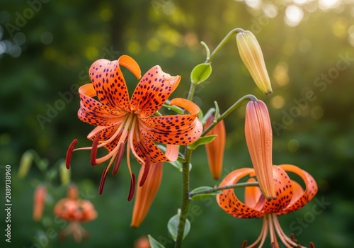 Vibrant Tiger Lilies in Bloom - A Close-Up View.